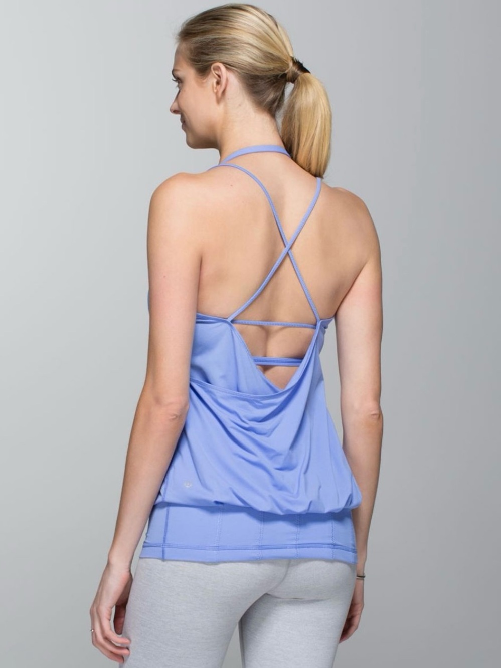 Lululemon Flow & Go Tank Size 8 Periwinkle Blue Strappy Back Yoga Top